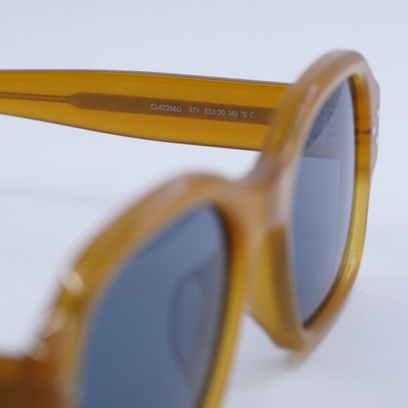 🕶️ New Celine CL40266U 47V Sunglasses - Milky Honey Frame, Blue Lenses - Picture 6 of 10